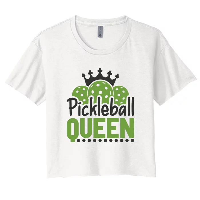 Funny Pickleball Queen Gift For Player Team Sport Women's Crop Top Tee