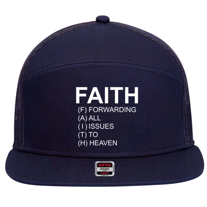 Faith Prayer Quote 7 Panel Mesh Trucker Snapback Hat