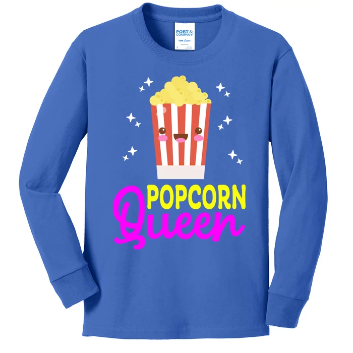 Funny Popcorn Queen Popcorn Kernel And Popcorn Maker Design Great Gift Kids Long Sleeve Shirt