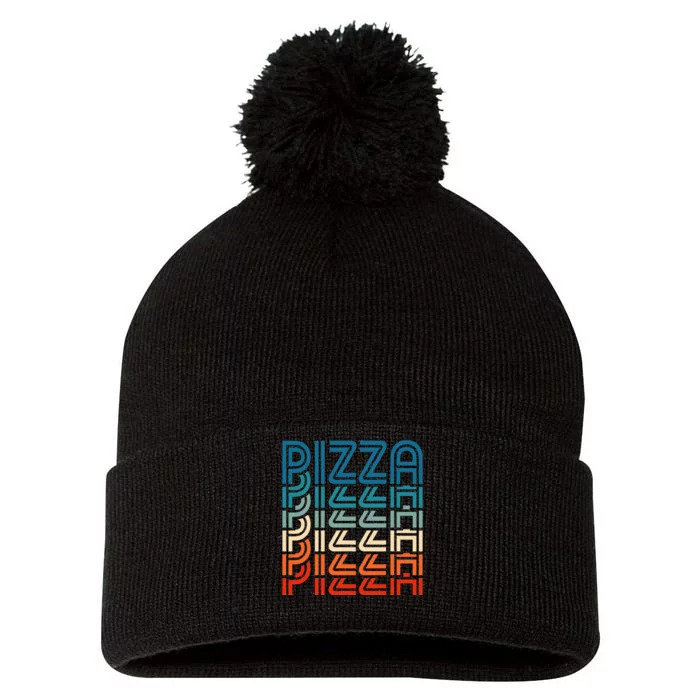 Funny Pizza Retro Carb Pizza Lover Foodie Pom Pom 12in Knit Beanie