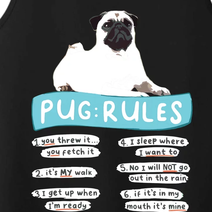 Funny Pug Rules Tee Pug Lover Shirts Pug Owner Performance Tank