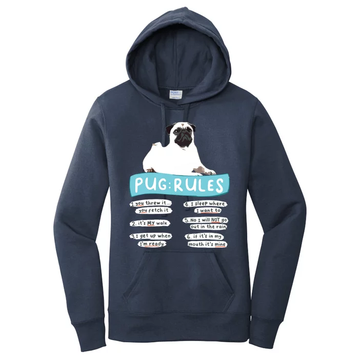 Funny Pug Rules Tee Pug Lover Shirts Pug Owner Women's Pullover Hoodie