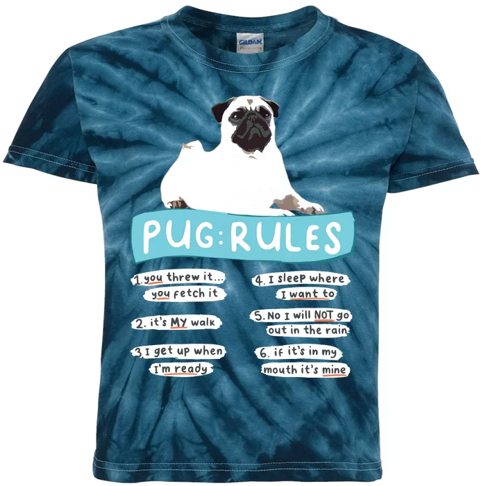 Funny Pug Rules Tee Pug Lover Shirts Pug Owner Kids Tie-Dye T-Shirt