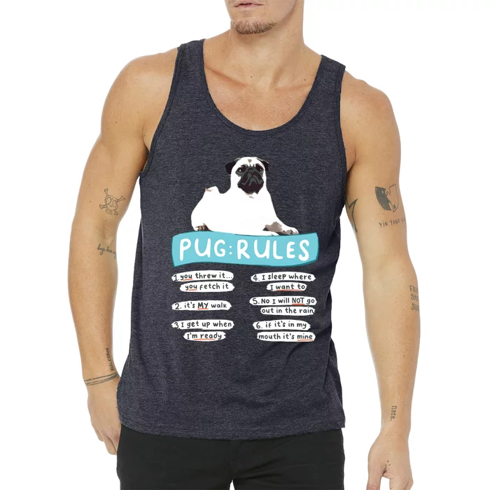 Funny Pug Rules Tee Pug Lover Shirts Pug Owner Tank Top