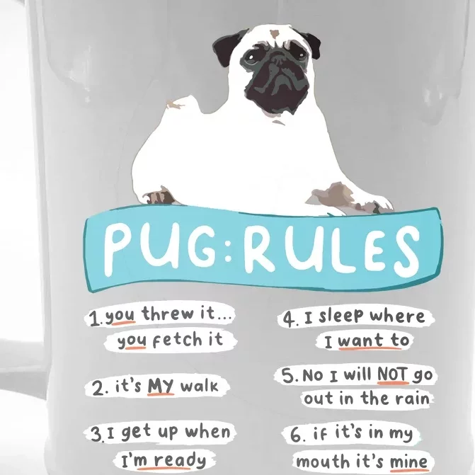 Funny Pug Rules Tee Pug Lover Shirts Pug Owner Front & Back Beer Stein