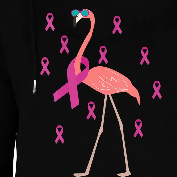 Flamingo Pink Ribbon Breast Cancer Awareness Survivor Womens Funnel Neck Pullover Hood