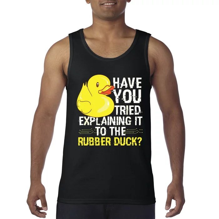 Funny Programmer Rubber Duck Debugging Tank Top