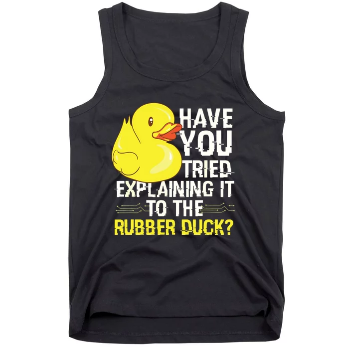 Funny Programmer Rubber Duck Debugging Tank Top