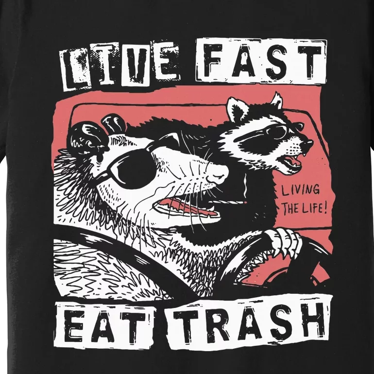 Funny Possum Raccoon Live Fast Eat Trash Premium T-Shirt