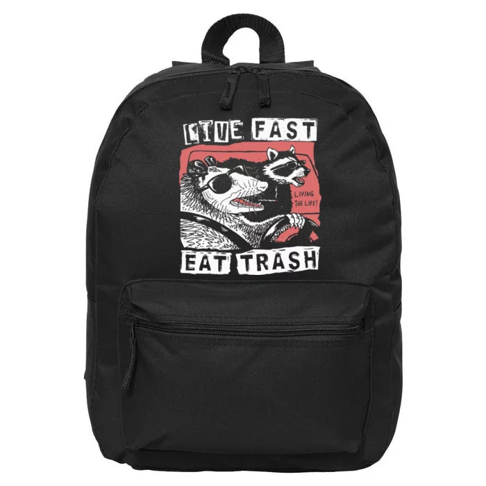 Funny Possum Raccoon Live Fast Eat Trash Street 16 in Basic Backpack