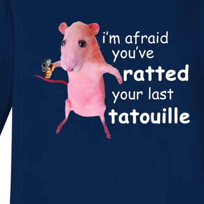 Funny Pink Rat Im Afraid Youve Ratted Your Last Tatouille Baby Long Sleeve Bodysuit