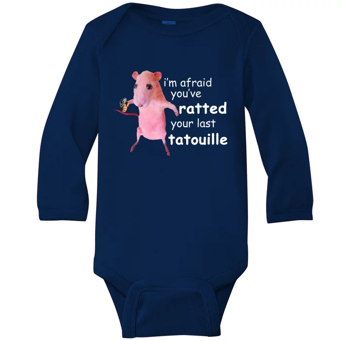 Funny Pink Rat Im Afraid Youve Ratted Your Last Tatouille Baby Long Sleeve Bodysuit