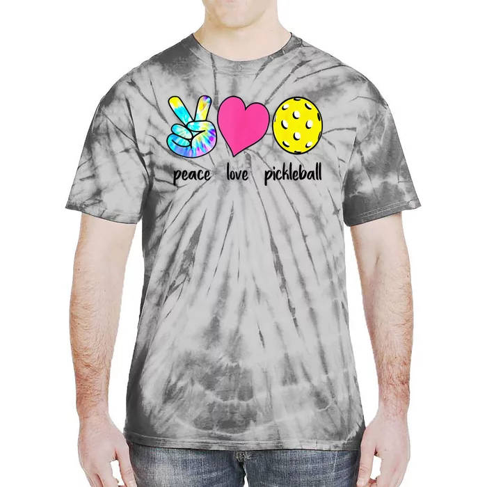 Funny Pickleball Retired Ladies Peace Love Pickleball Tie-Dye T-Shirt