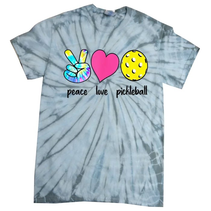 Funny Pickleball Retired Ladies Peace Love Pickleball Tie-Dye T-Shirt