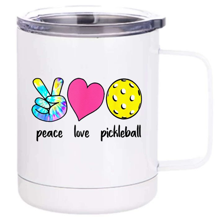 Funny Pickleball Retired Ladies Peace Love Pickleball Front & Back 12oz Stainless Steel Tumbler Cup