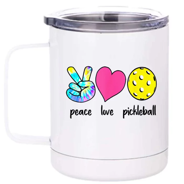 Funny Pickleball Retired Ladies Peace Love Pickleball Front & Back 12oz Stainless Steel Tumbler Cup