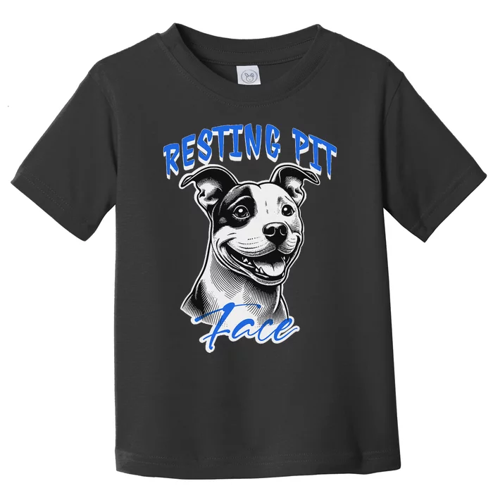 Funny Pitbull Resting Pit Face Humor Toddler T-Shirt