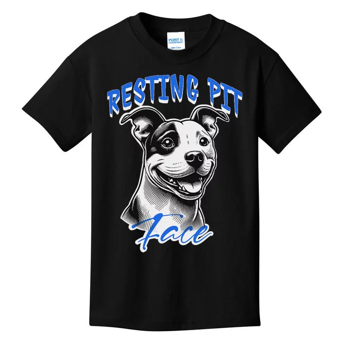 Funny Pitbull Resting Pit Face Humor Kids T-Shirt