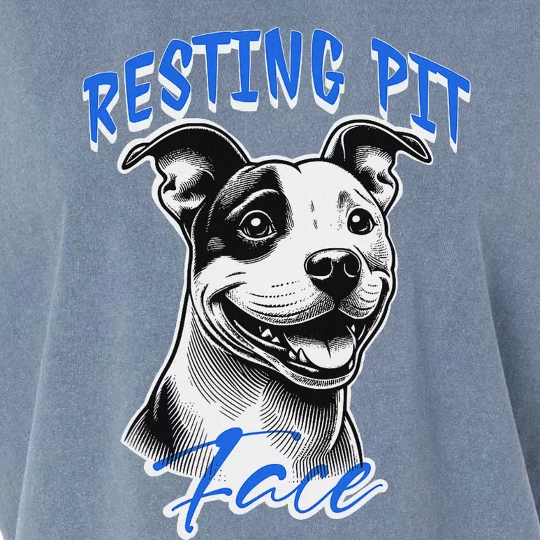 Funny Pitbull Resting Pit Face Humor Garment-Dyed Women's Muscle Tee