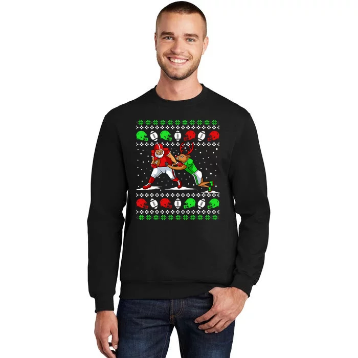 Football Player Reindeer Ugly Christmas Pajama Funny Xmas Sweatshirt