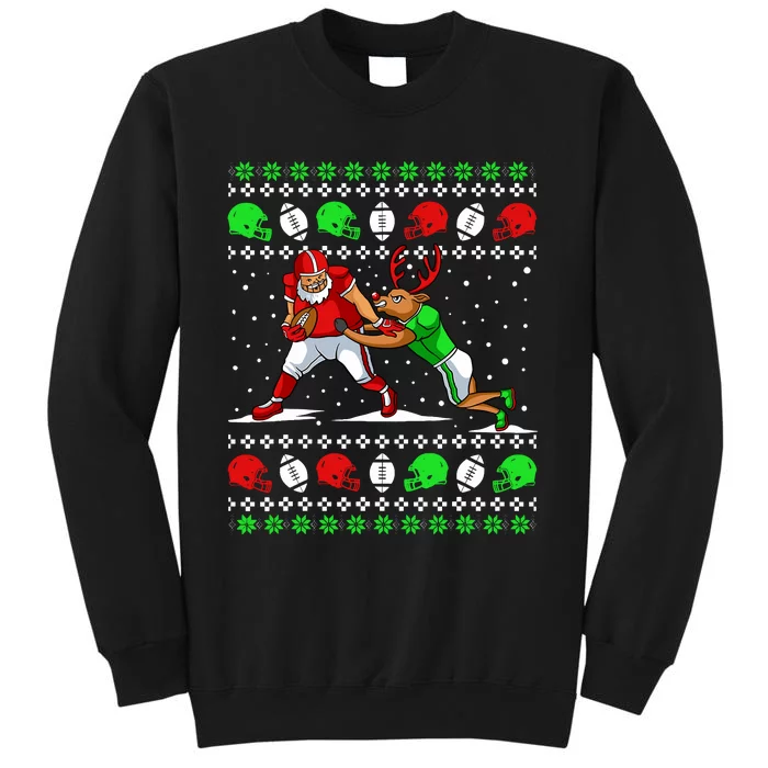 Football Player Reindeer Ugly Christmas Pajama Funny Xmas Sweatshirt