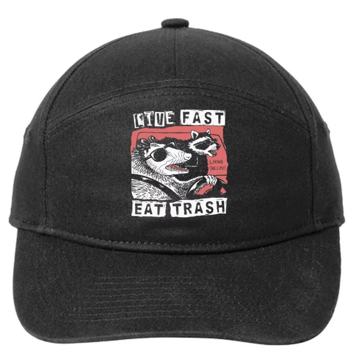 Funny Possum Raccoon Live Fast Eat Trash 7-Panel Snapback Hat