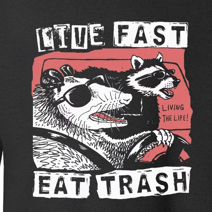 Funny Possum Raccoon Live Fast Eat Trash Toddler Sweatshirt