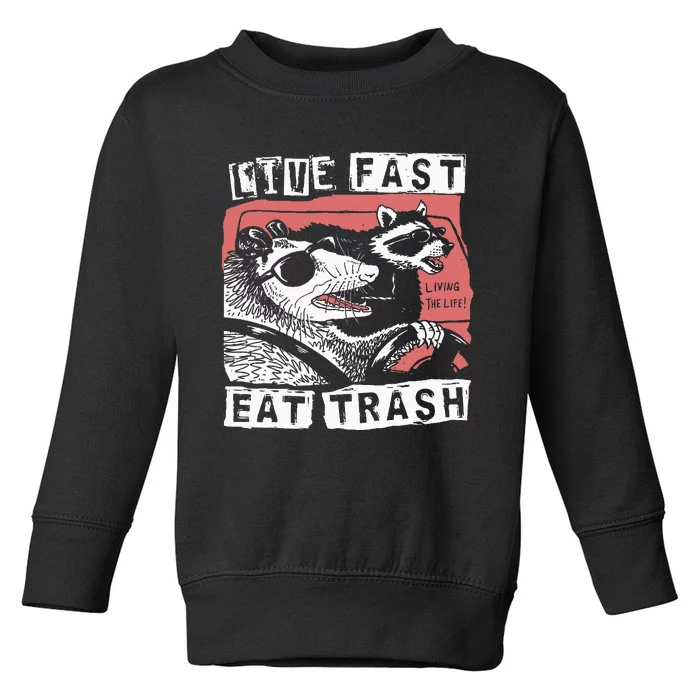 Funny Possum Raccoon Live Fast Eat Trash Toddler Sweatshirt