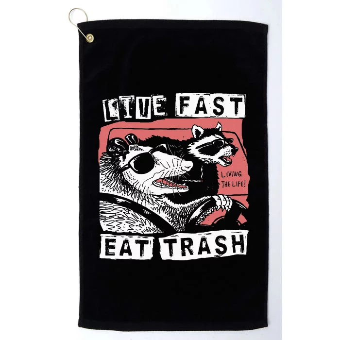 Funny Possum Raccoon Live Fast Eat Trash Platinum Collection Golf Towel