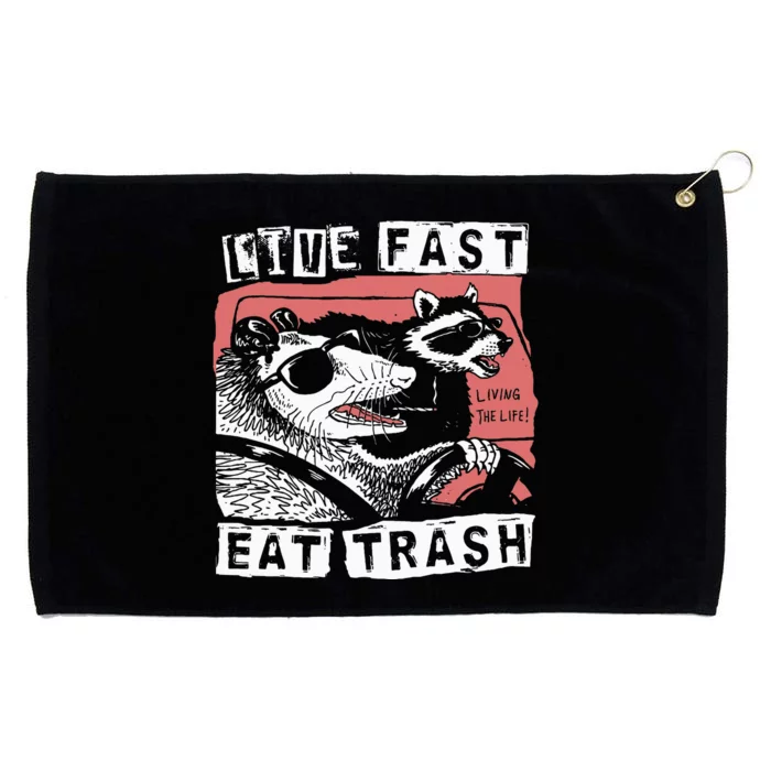 Funny Possum Raccoon Live Fast Eat Trash Grommeted Golf Towel