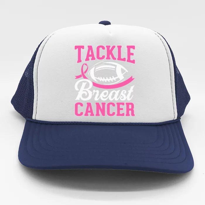 Football Pink Ribbon Tackle Breast Cancer Awarenes Trucker Hat