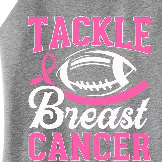 Football Pink Ribbon Tackle Breast Cancer Awarenes Women’s Perfect Tri Rocker Tank