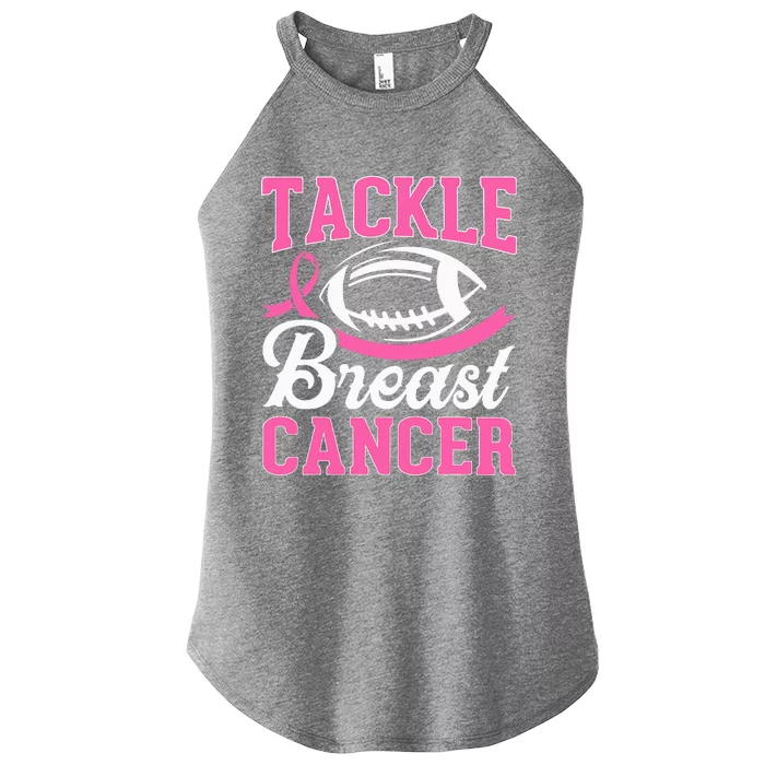 Football Pink Ribbon Tackle Breast Cancer Awarenes Women’s Perfect Tri Rocker Tank