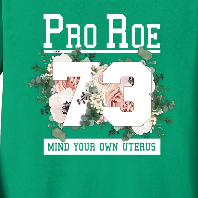 Floral Pro Roe 1973 Mind Your Own Uterus Kids Long Sleeve Shirt