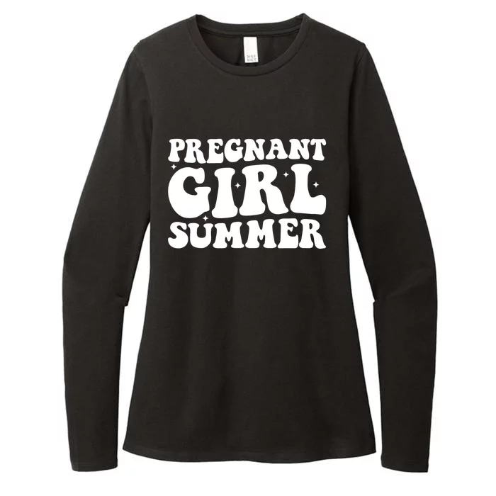 Funny Pregnancy Reveal Pregnant Girl Summer Baby Shower Womens CVC Long Sleeve Shirt