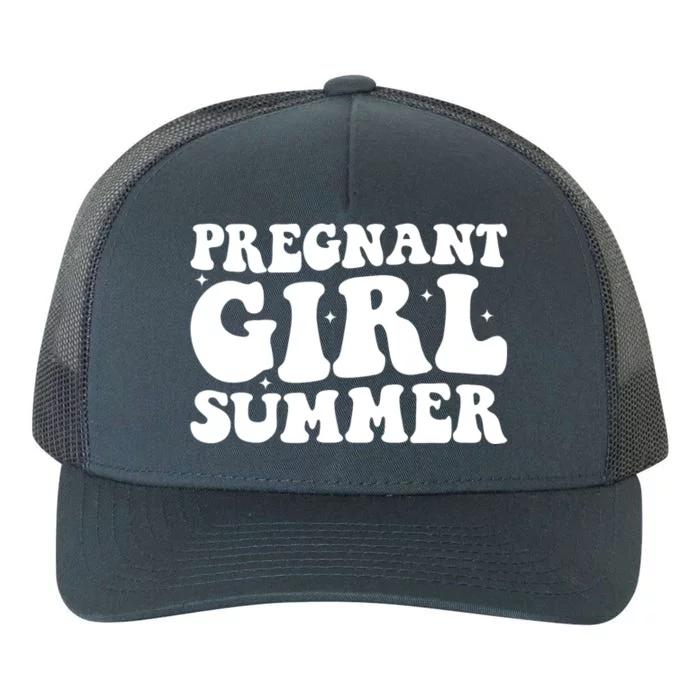 Funny Pregnancy Reveal Pregnant Girl Summer Baby Shower Yupoong Adult 5-Panel Trucker Hat