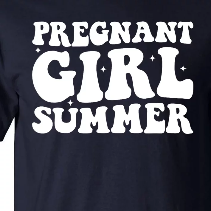 Funny Pregnancy Reveal Pregnant Girl Summer Baby Shower Tall T-Shirt