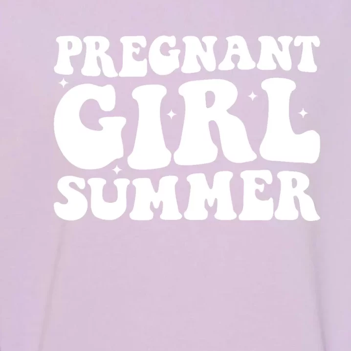 Funny Pregnancy Reveal Pregnant Girl Summer Baby Shower Garment-Dyed Sweatshirt