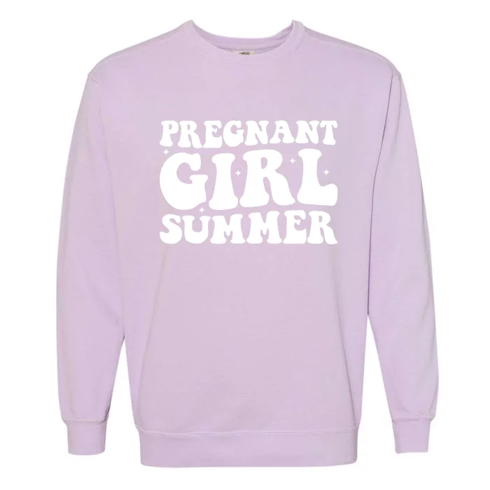 Funny Pregnancy Reveal Pregnant Girl Summer Baby Shower Garment-Dyed Sweatshirt