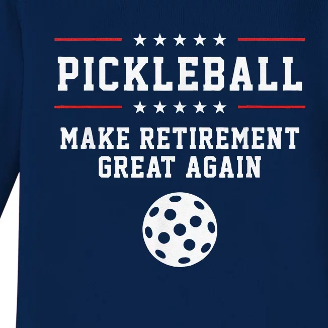 Funny Pickleball Retirement For Dad Grandpa Baby Long Sleeve Bodysuit