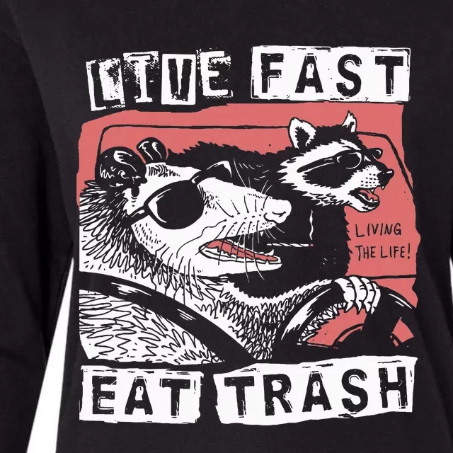 Funny Possum Raccoon Live Fast Eat Trash S.T.R.E.E.T C.A.T.S Squad Womens Cotton Relaxed Long Sleeve T-Shirt