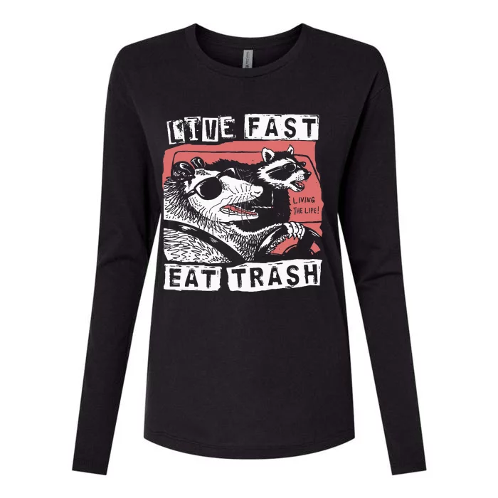 Funny Possum Raccoon Live Fast Eat Trash S.T.R.E.E.T C.A.T.S Squad Womens Cotton Relaxed Long Sleeve T-Shirt