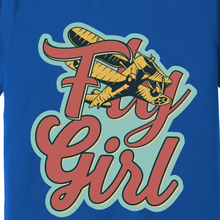 Fly Pilot Retro Vibe Biplane Flight Instructor Gift Premium T-Shirt