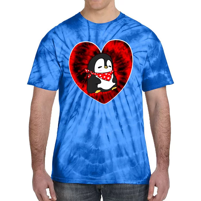 Funny Penguin Red Tie Dye Adults Heart Valentines Day Love Gift Tie-Dye T-Shirt