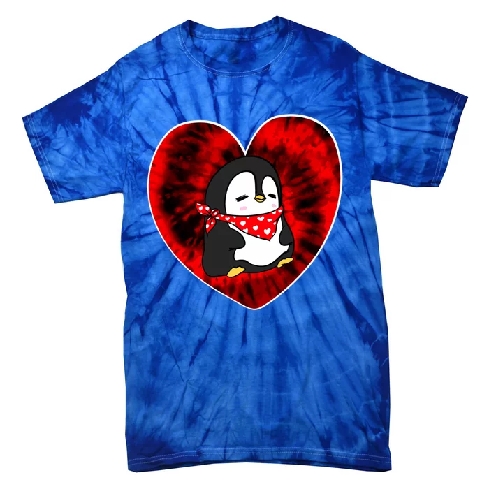 Funny Penguin Red Tie Dye Adults Heart Valentines Day Love Gift Tie-Dye T-Shirt