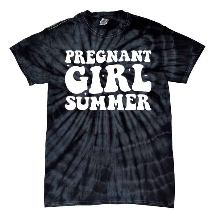 Funny Pregnancy Reveal Pregnant Girl Summer Baby Shower Tie-Dye T-Shirt