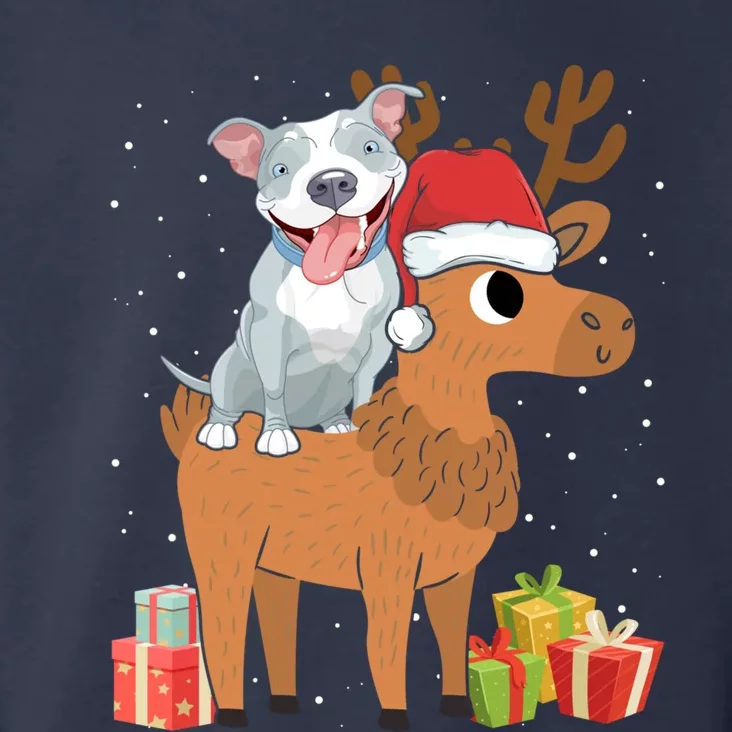 Funny Pitbull Riding Deer Matching Xmas Gifts Toddler Hoodie