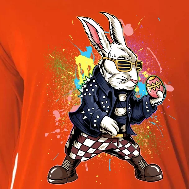 Funny Punk Rock Easter Bunny Rabbit Cooling Performance Long Sleeve Crew