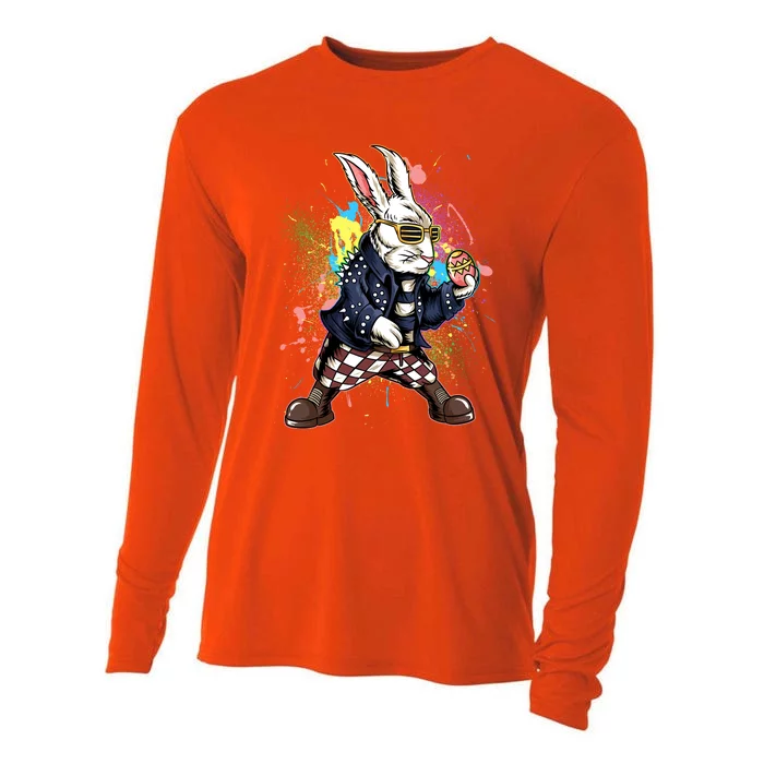 Funny Punk Rock Easter Bunny Rabbit Cooling Performance Long Sleeve Crew