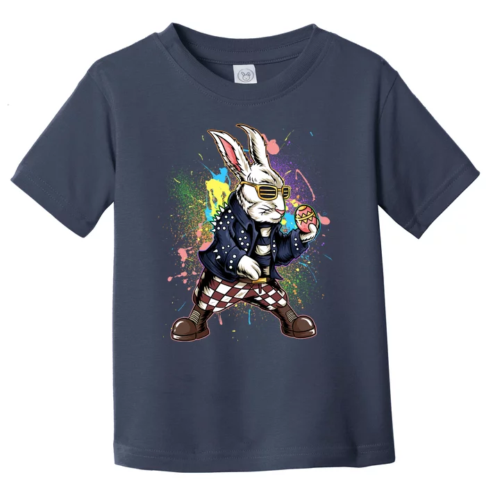 Funny Punk Rock Easter Bunny Rabbit Toddler T-Shirt